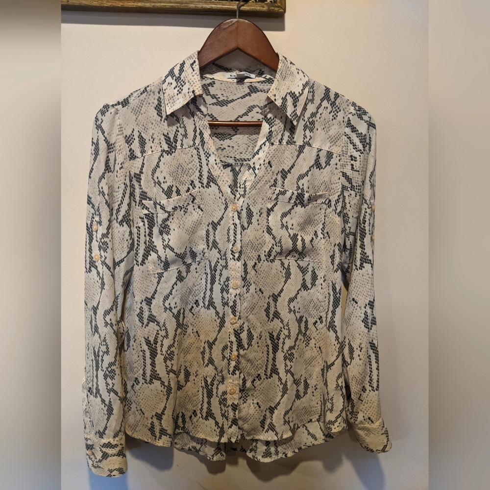 Express snakeskin print button down shirt size small